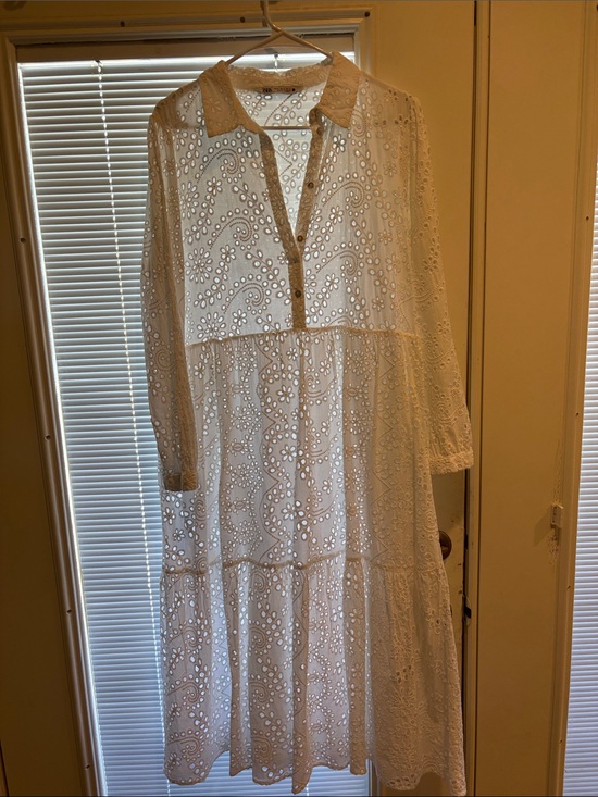 Zara Dresses & Skirts - Zara White Eyelet Midi Dress